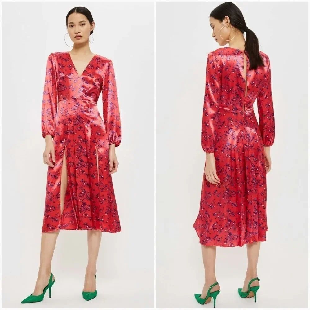 Topshop Wispy Floral Print Midi Dress